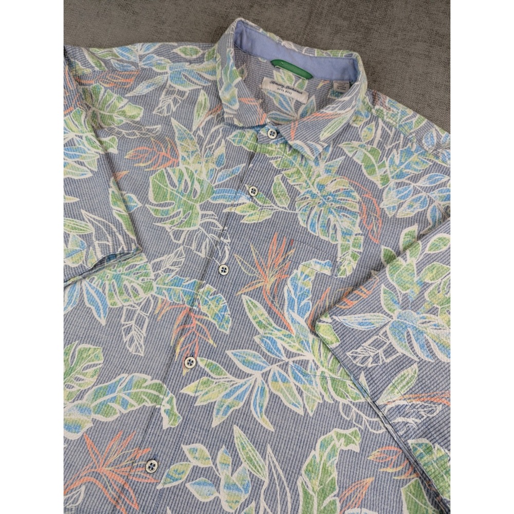 Tommy Bahama Shirt Mens 3XLB Nova Wave Tropical Floral Seersucker Reverse Print